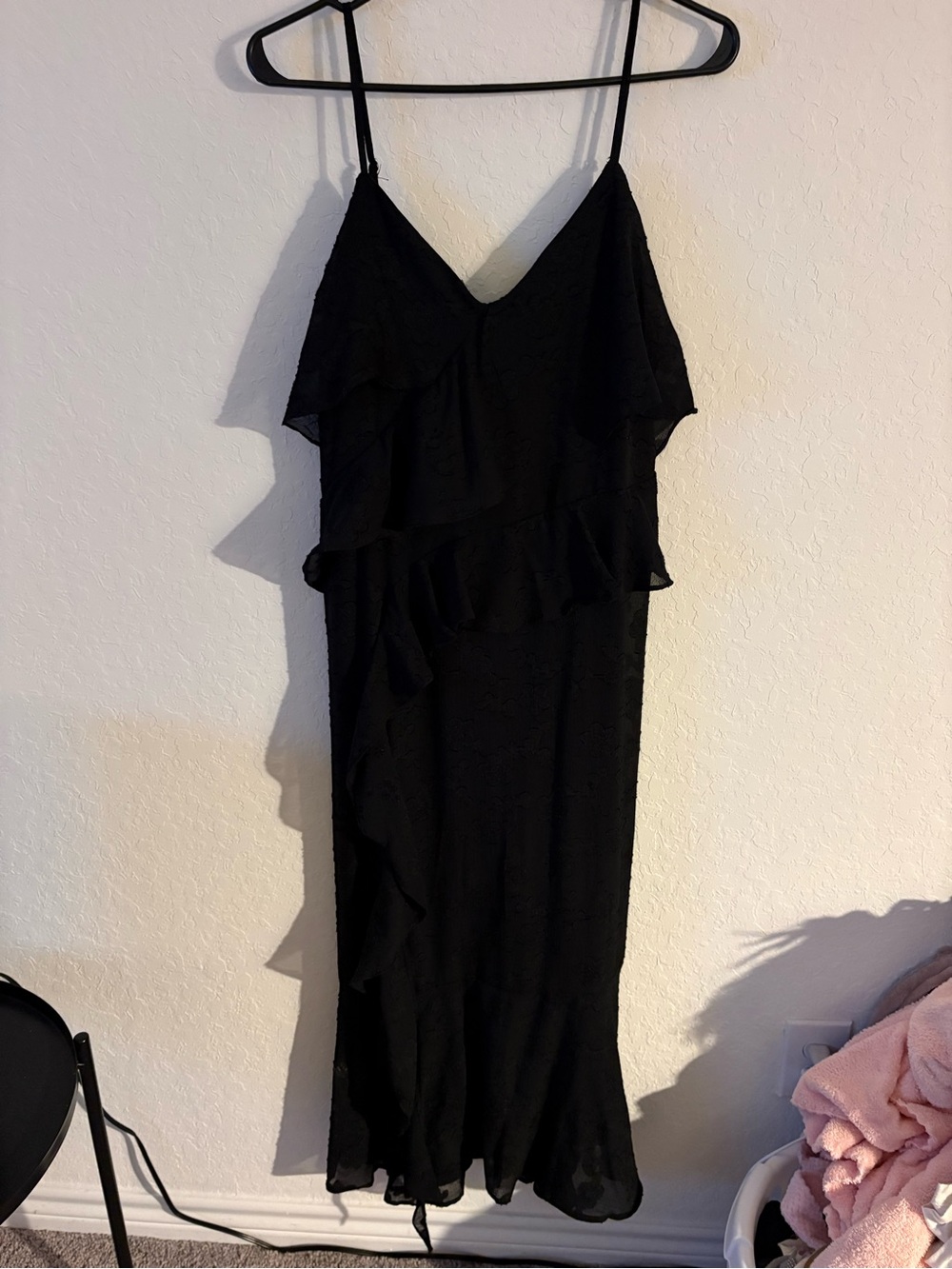 wild fable Black Ruffle Midi Slip Dress